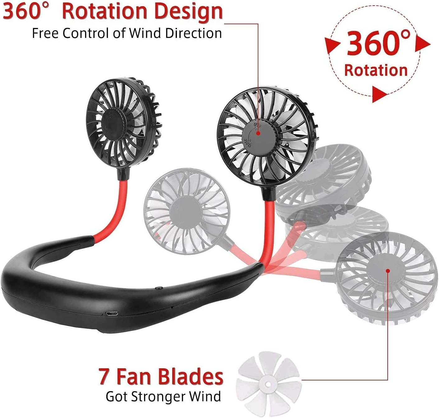 Portable Hanging Neck Fan, Hands-Free - Image 4