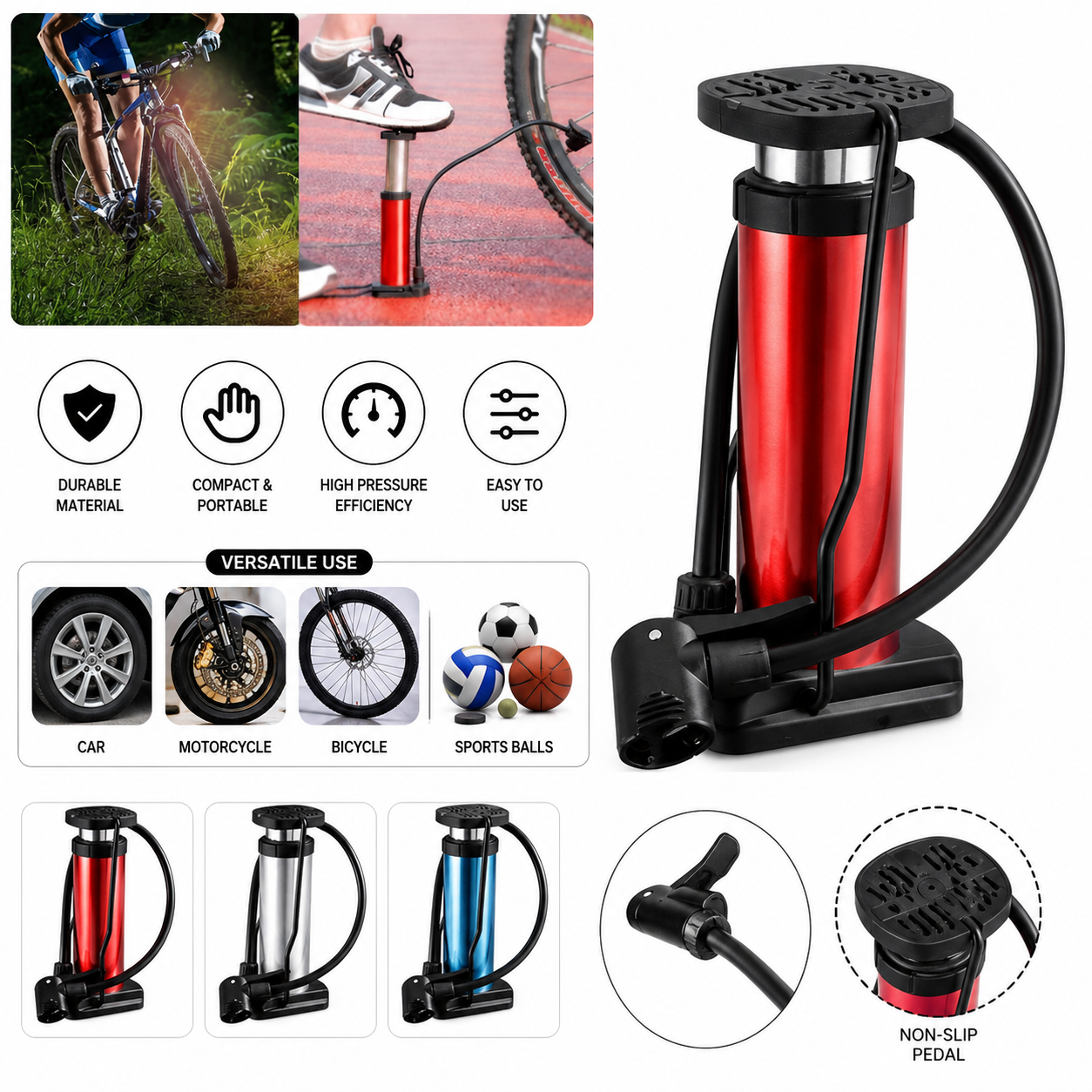 Portable Mini Foot Air Pump for Car - Image 2