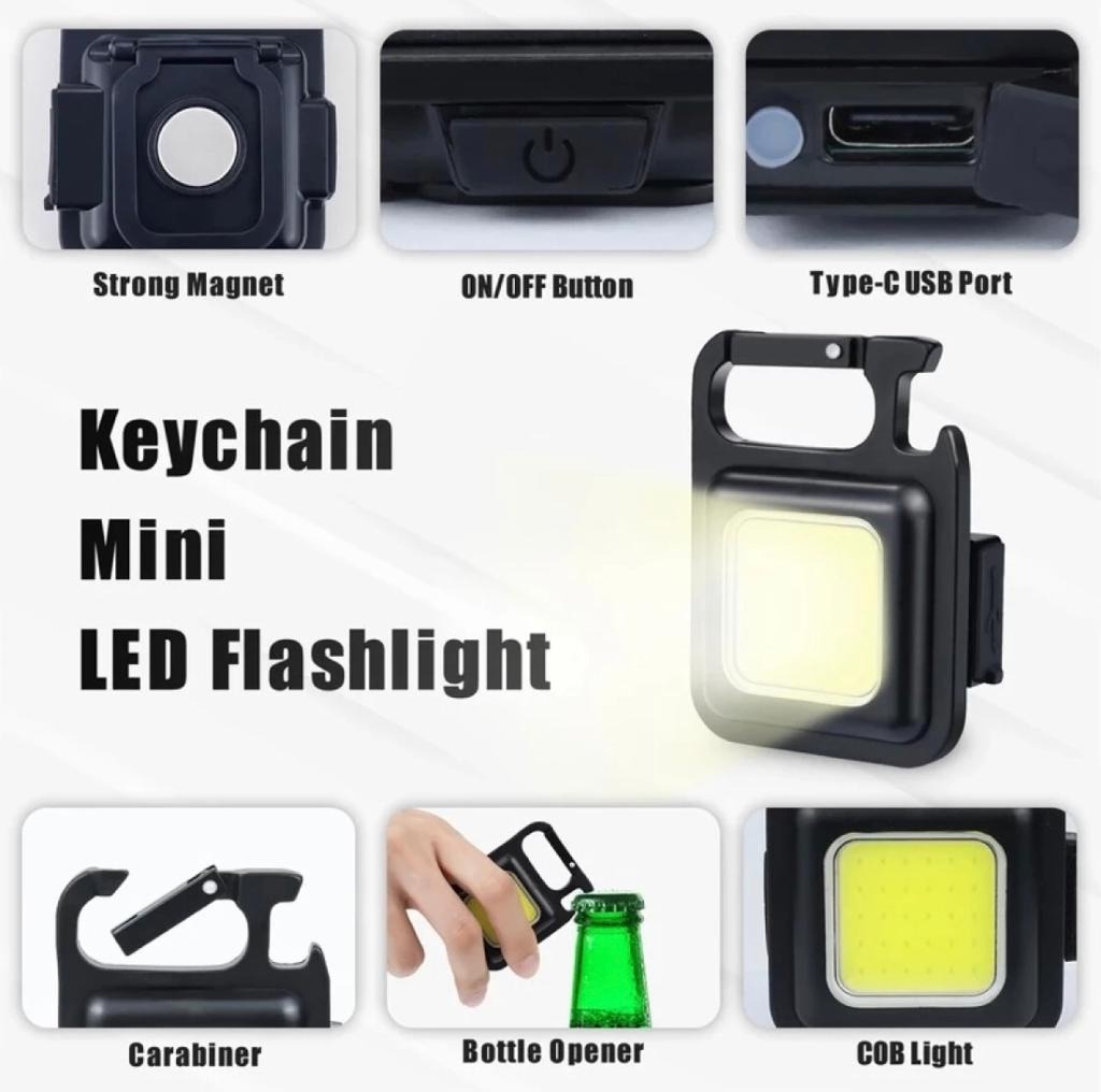 COB LED Rechargeable Keychain Flashlight 800 Lumens - Image 7