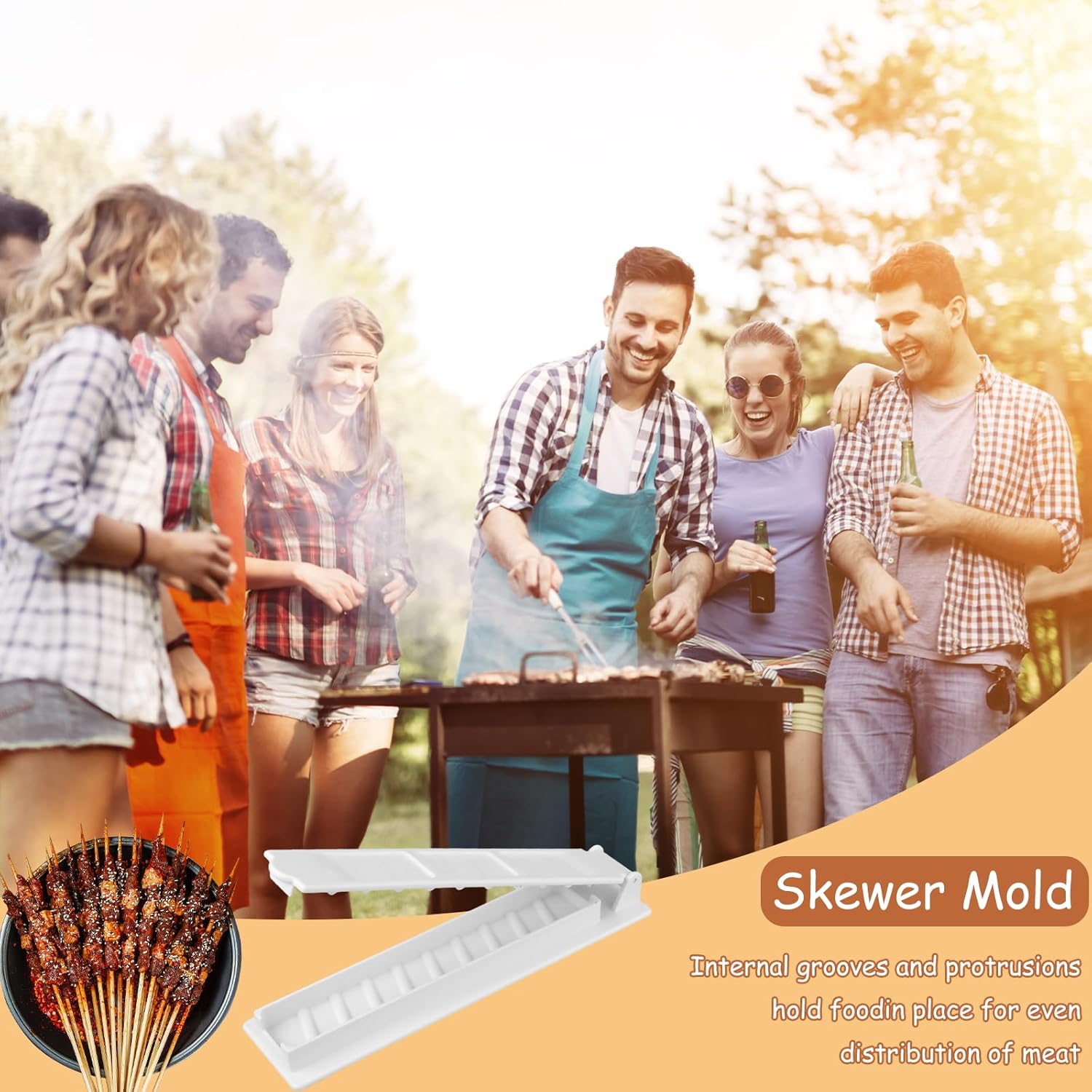 Manual Kebab Maker Skewer Press Mold for Long Skewers - Image 8