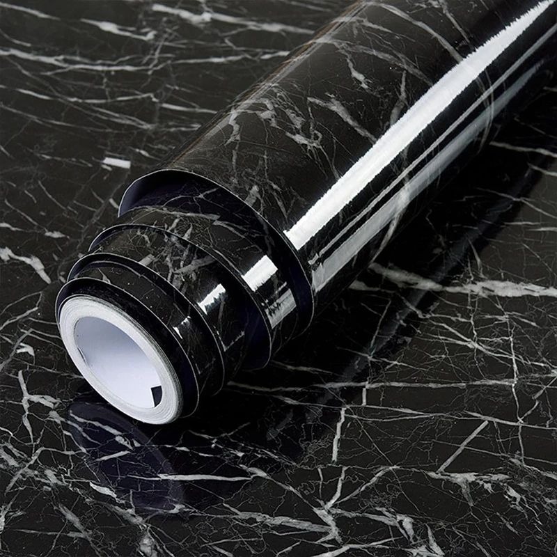 Self Adhesive Black Marble Wallpaper Roll - Image 2