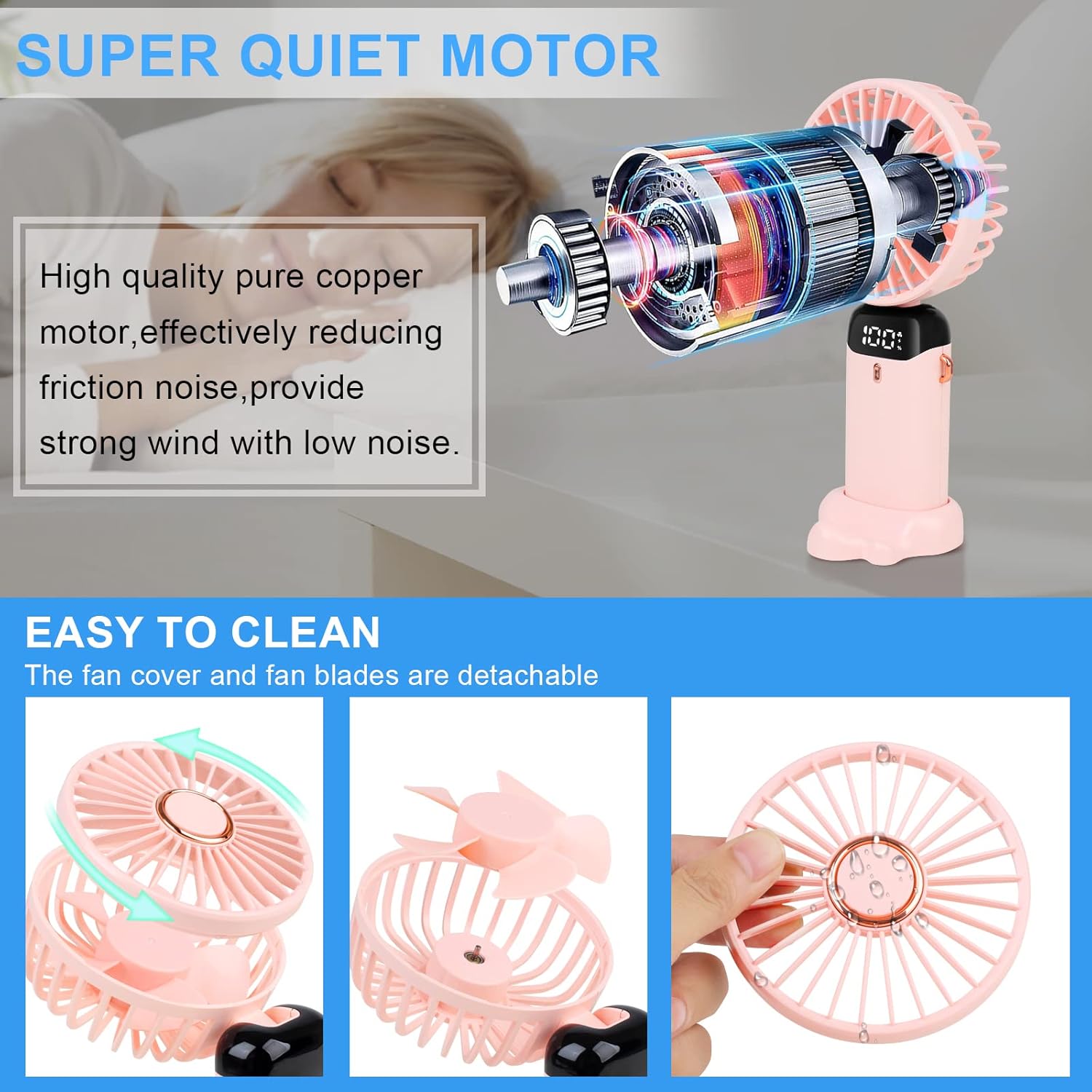 Portable Handheld Fan with 4000mAh Rechargeable Battery - Image 4