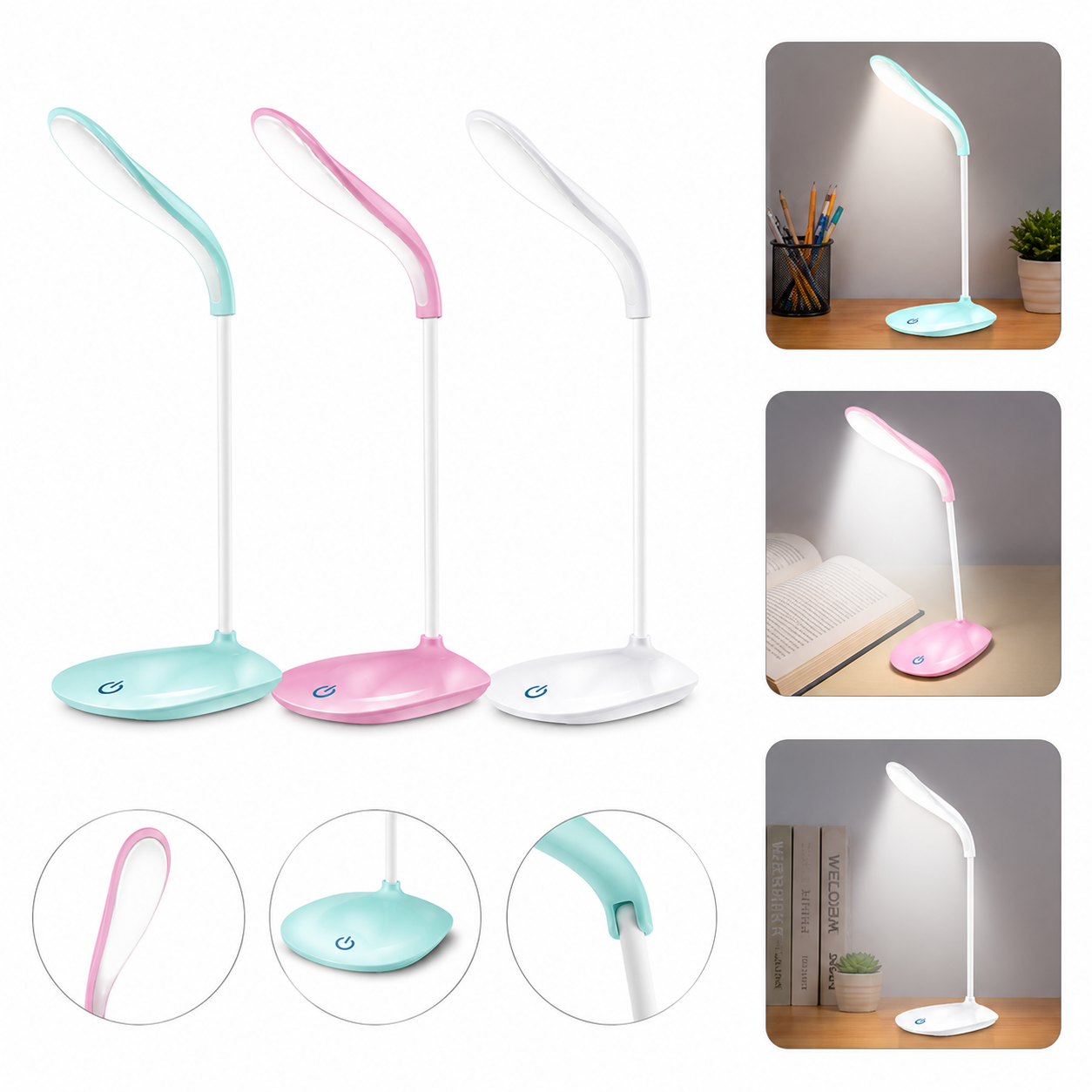 Portable 360° Adjustable LED Desk Lamp with 3 Brightness Levels - Image 2