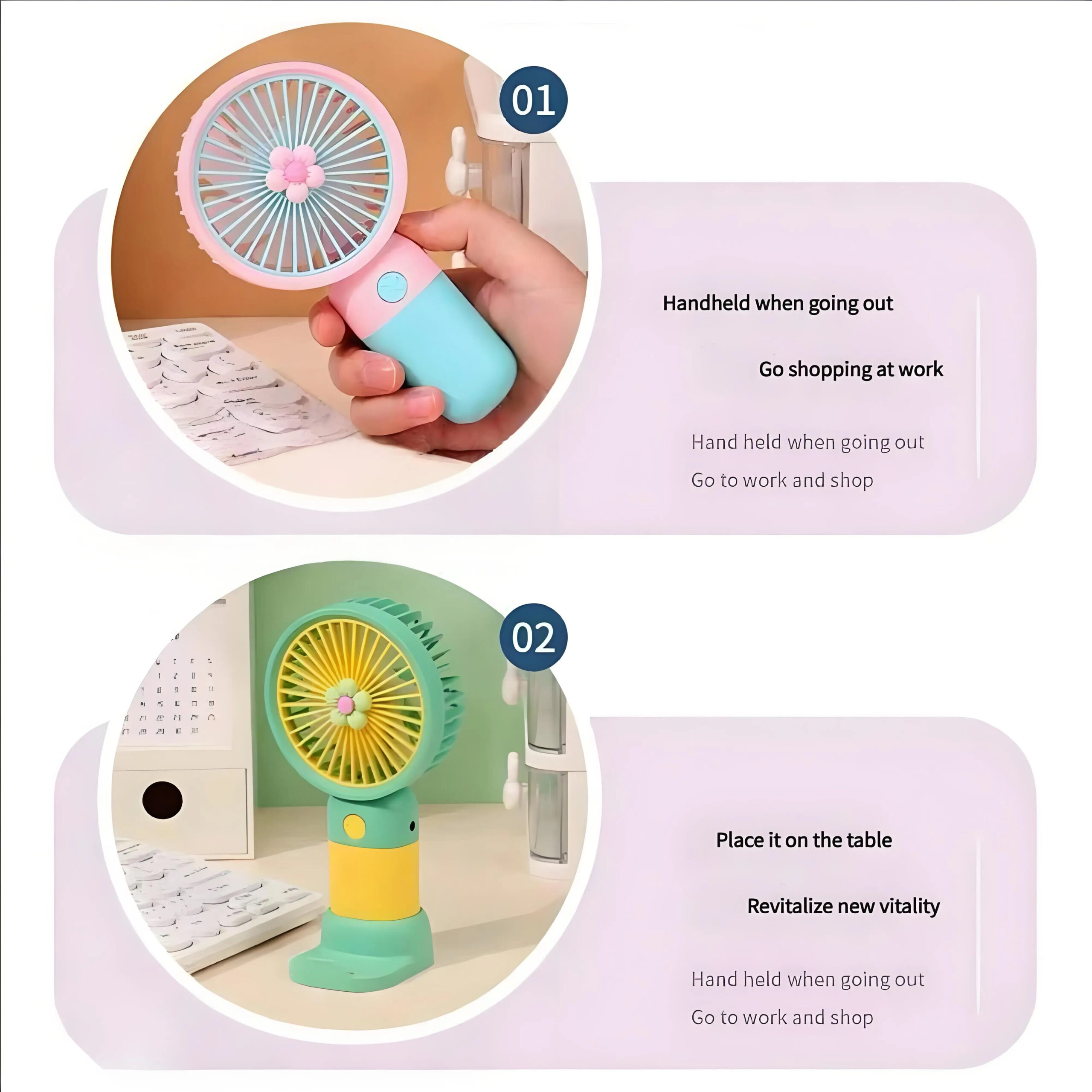 Portable Rechargeable Mini Table Fan for Home & Office - Image 2