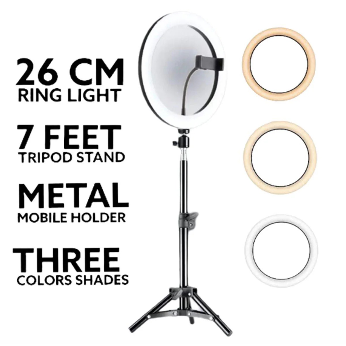 26cm LED Selfie Ring Light with Adjustable Tripod Stand - Image 5