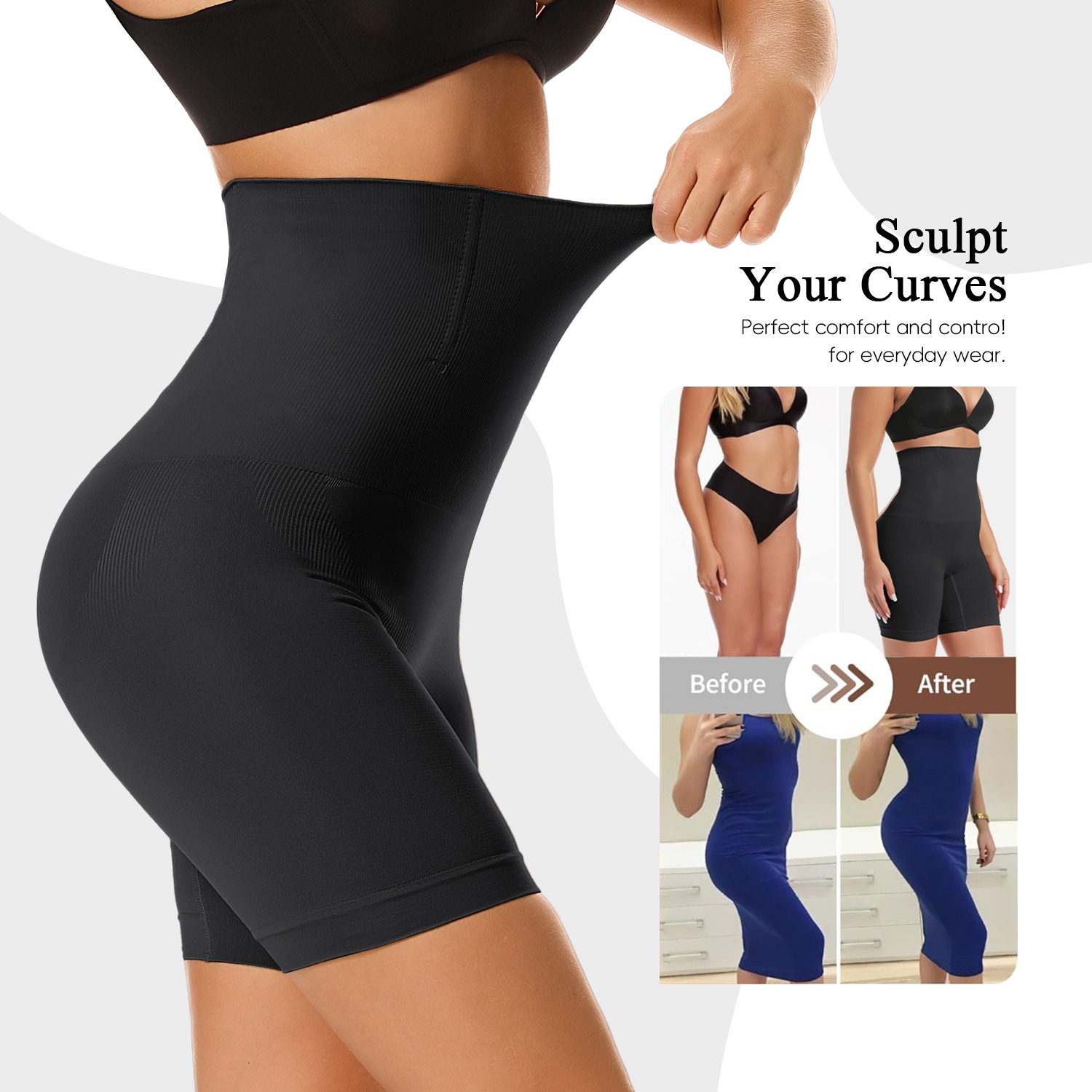 High Waisted Plus Size Shapewear Shorts for Women - Image 4