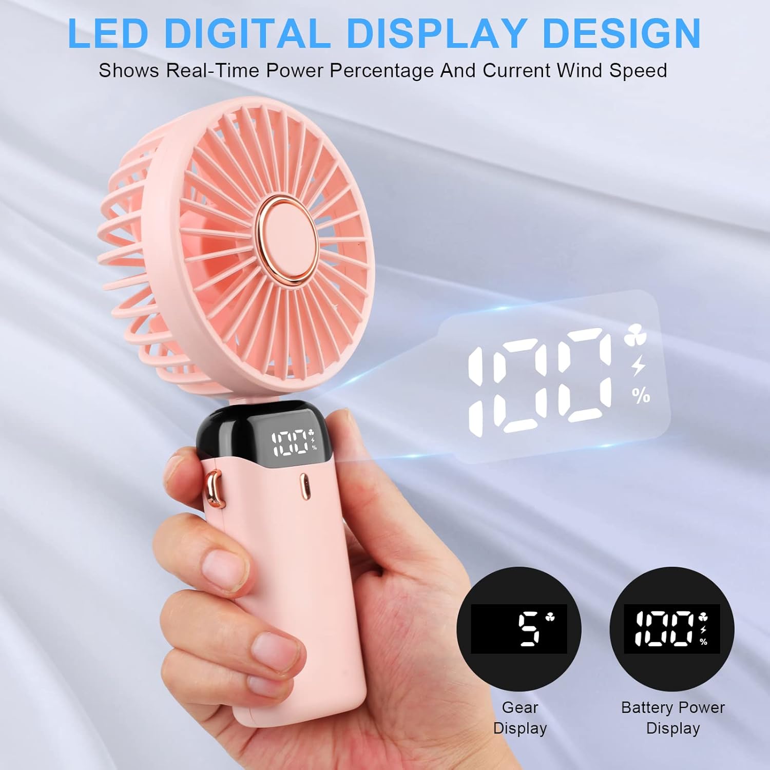 Portable Handheld Fan with 4000mAh Rechargeable Battery - Image 5