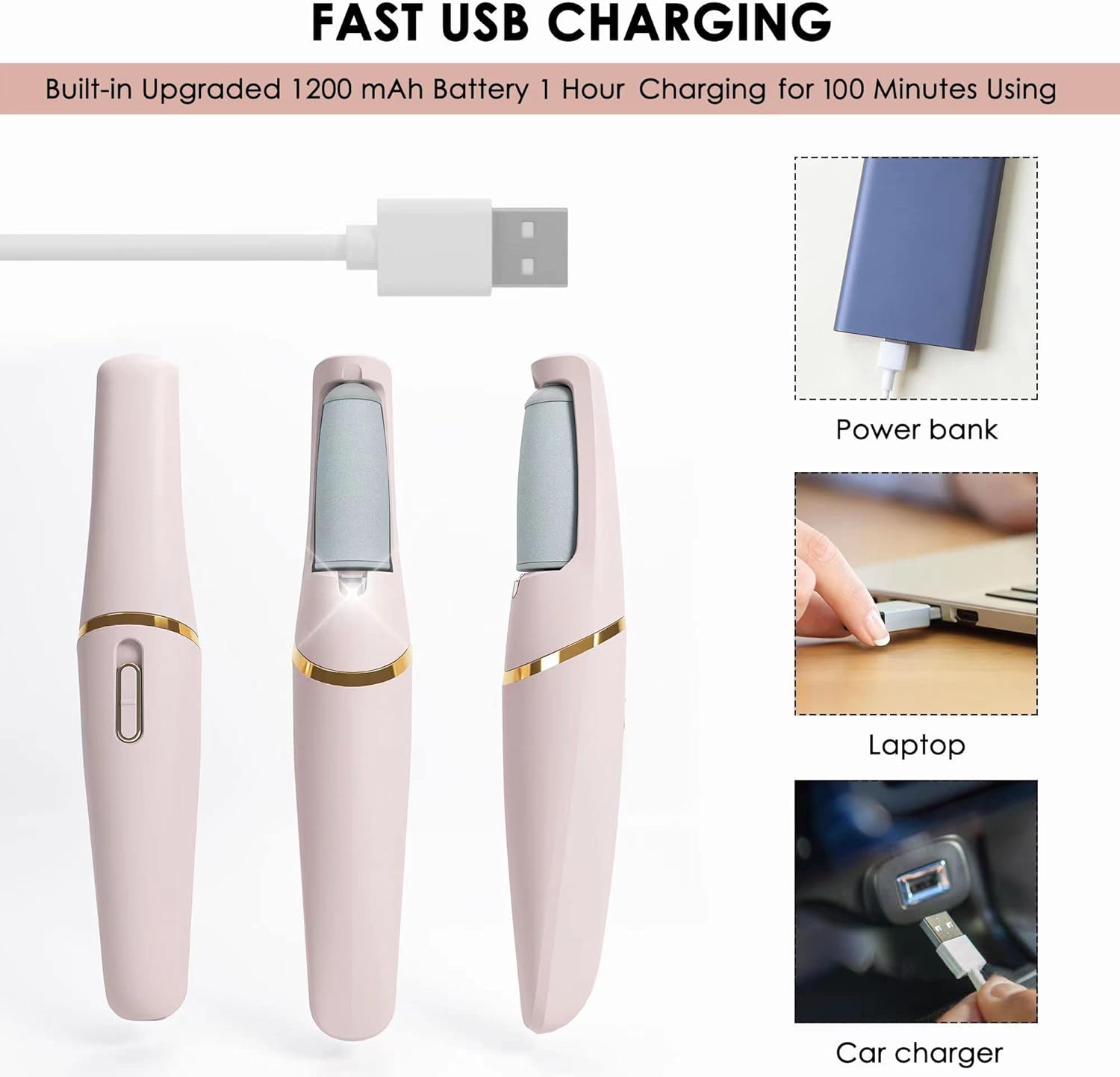 Electric Pedicure Foot File Callus Remover Rechargeable Foot Scrubber - Image 9