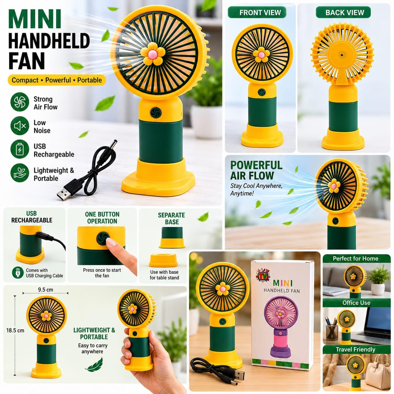 Portable Rechargeable Mini Table Fan for Home & Office - Image 8