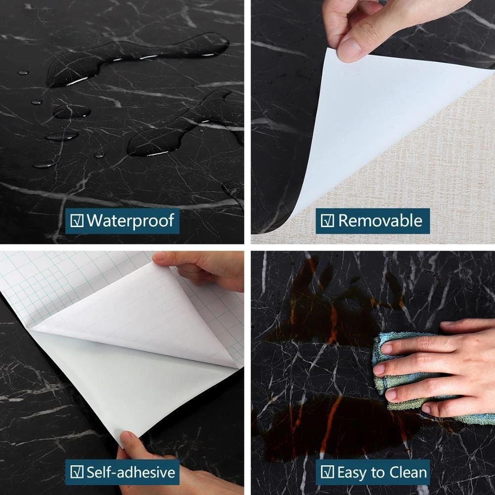 Self Adhesive Black Marble Wallpaper Roll - Image 8