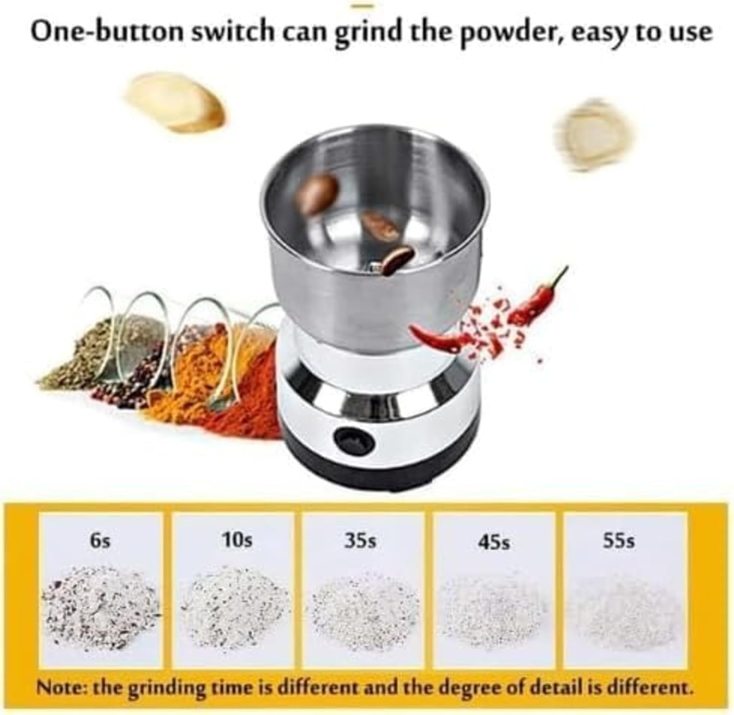 Electric Coffee and Spice Grinder with 4 Stainless Steel Blades - Image 4