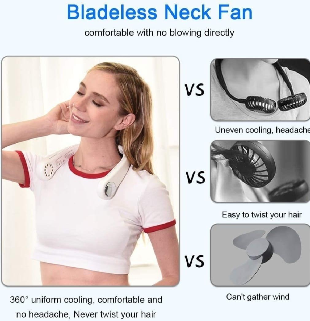 Portable Bladeless Neck Fan, Hands-Free Rechargeable Wearable Personal Fan - Image 6