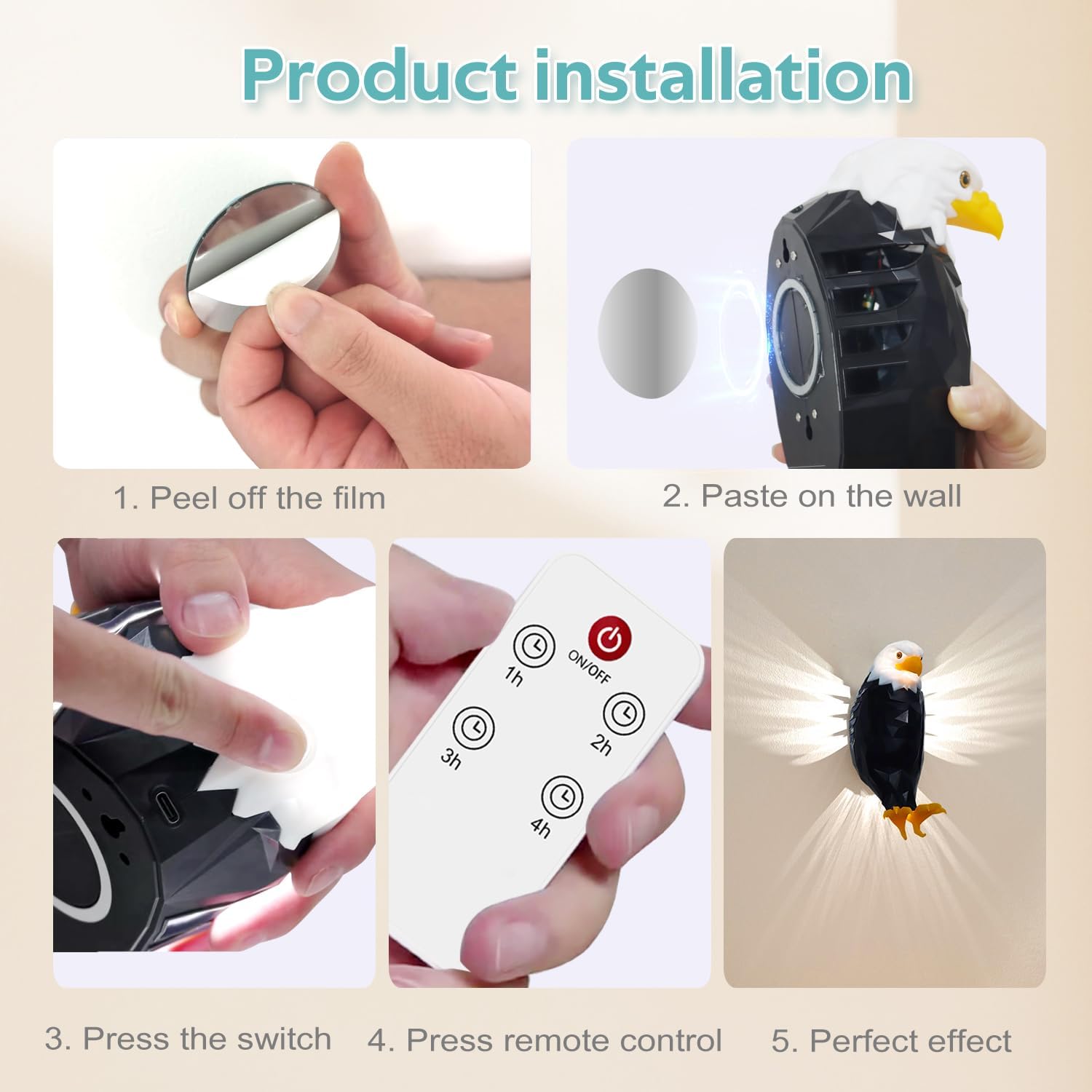 Eagle Shaped LED Wall Light with Remote Control - Image 5