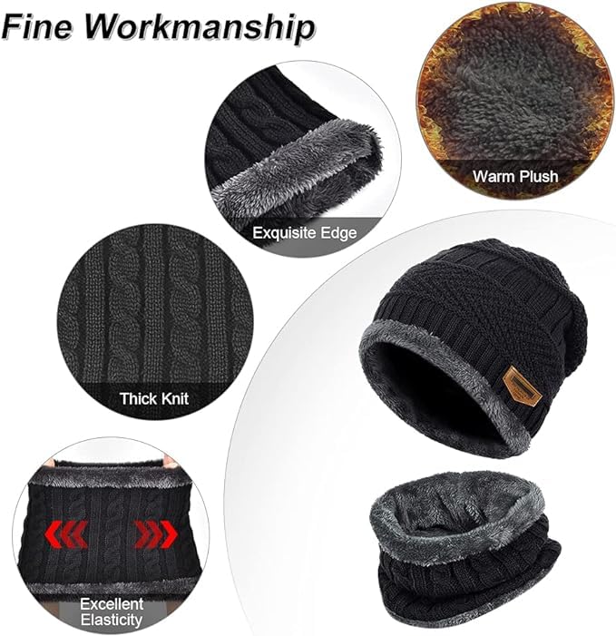 Winter Beanie Hat and Neck Warmer Set for Men & Women - Image 3