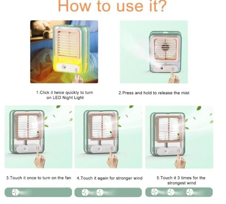 Portable Misting Desk Fan with LED Night Light - Image 4