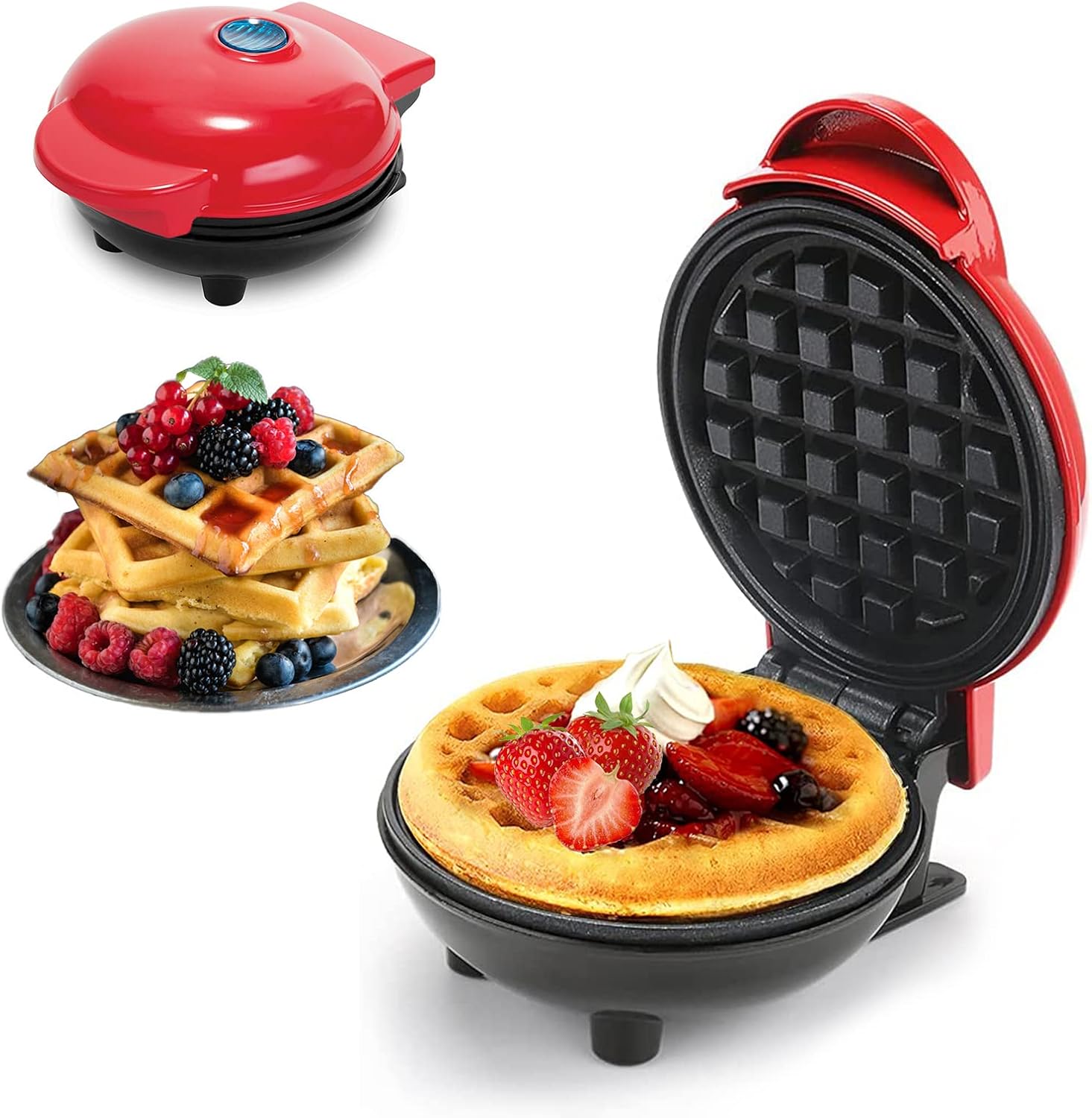 Mini Waffle Maker with Non-Stick Cooking Plates - Image 3