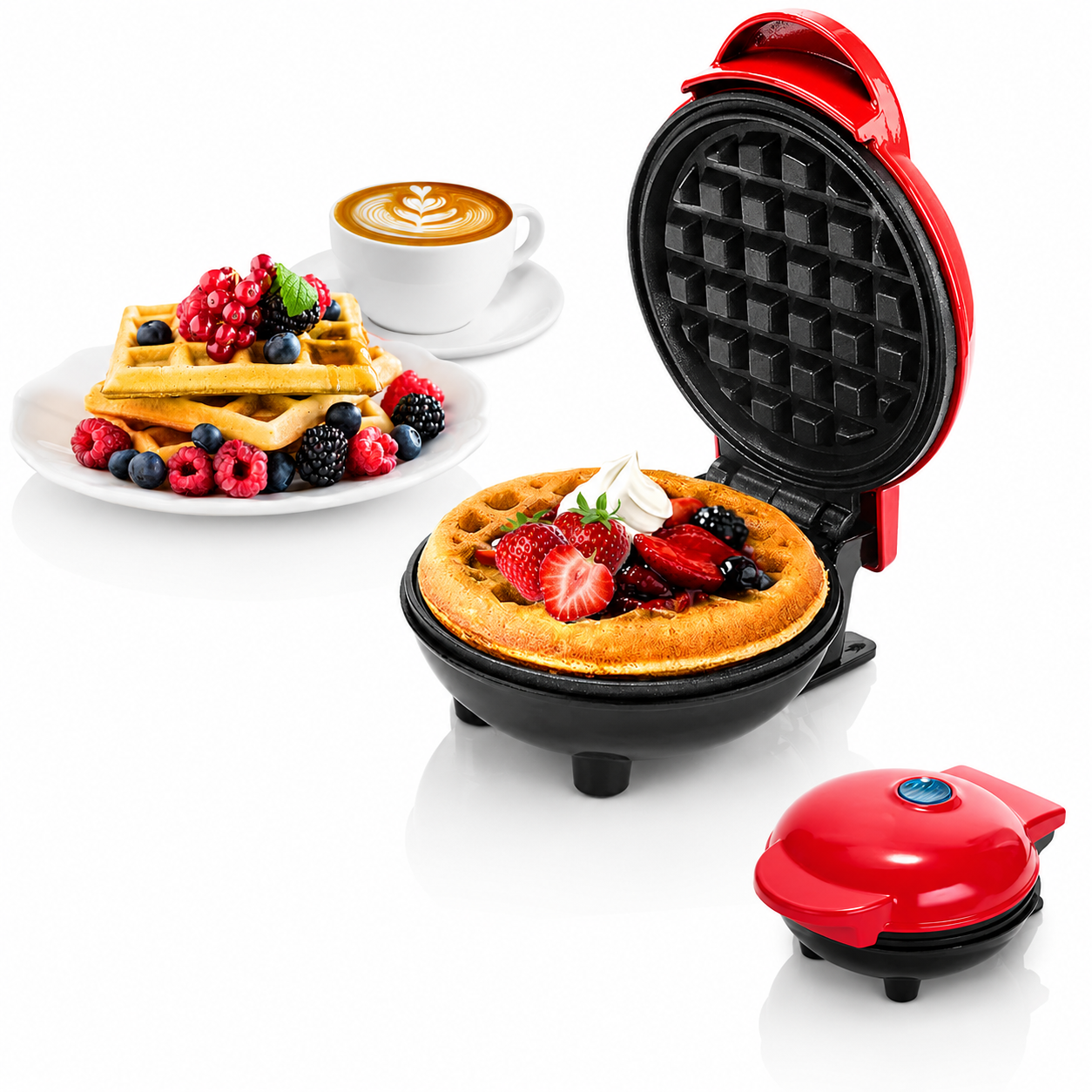 Mini Waffle Maker with Non-Stick Cooking Plates - Image 2