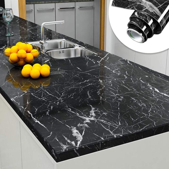 Self Adhesive Black Marble Wallpaper Roll - Image 3