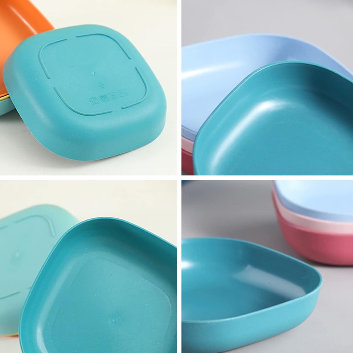 Square Plastic Dinner Plate Set with Storage Stand - Image 9