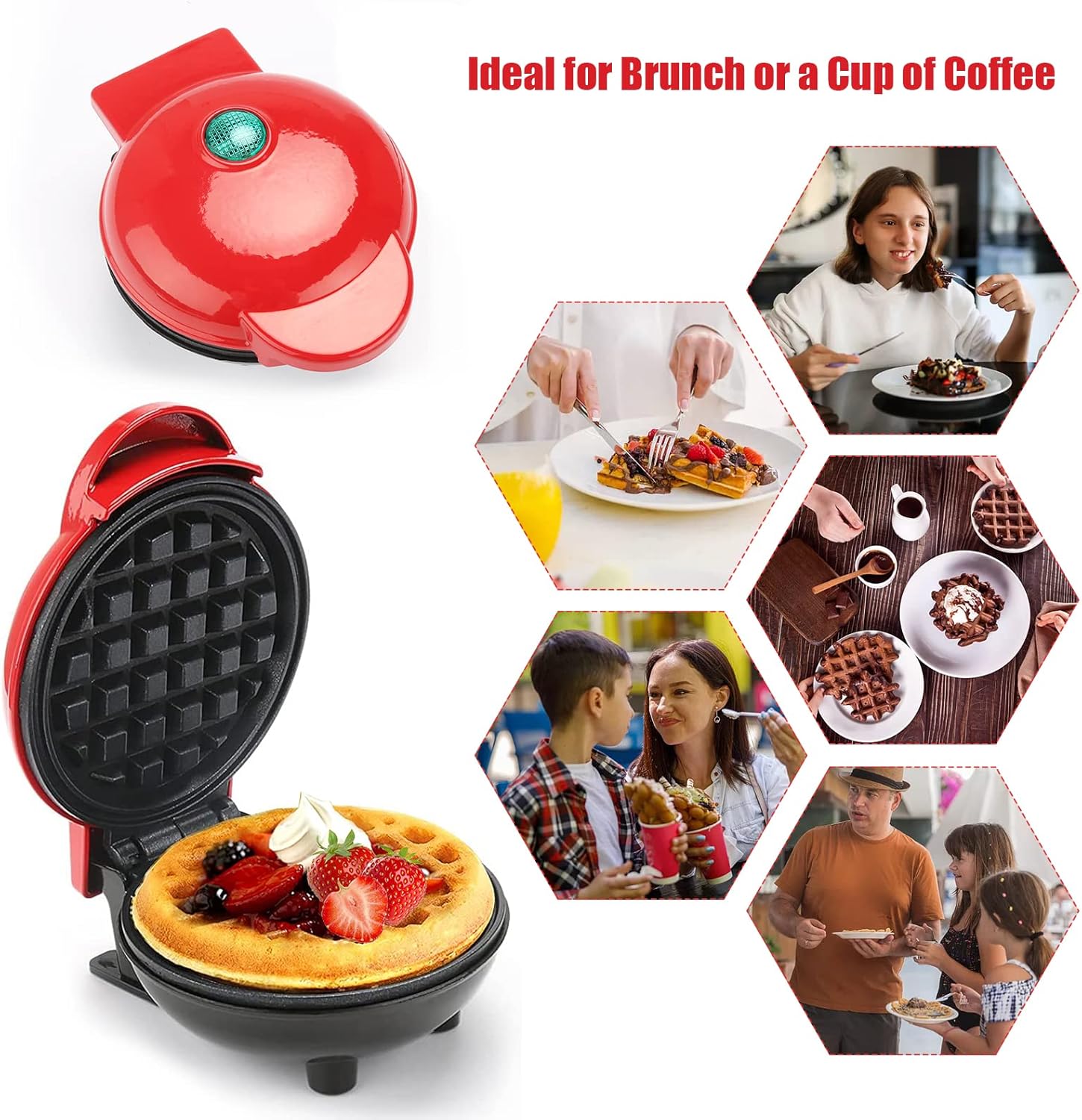 Mini Waffle Maker with Non-Stick Cooking Plates - Image 5