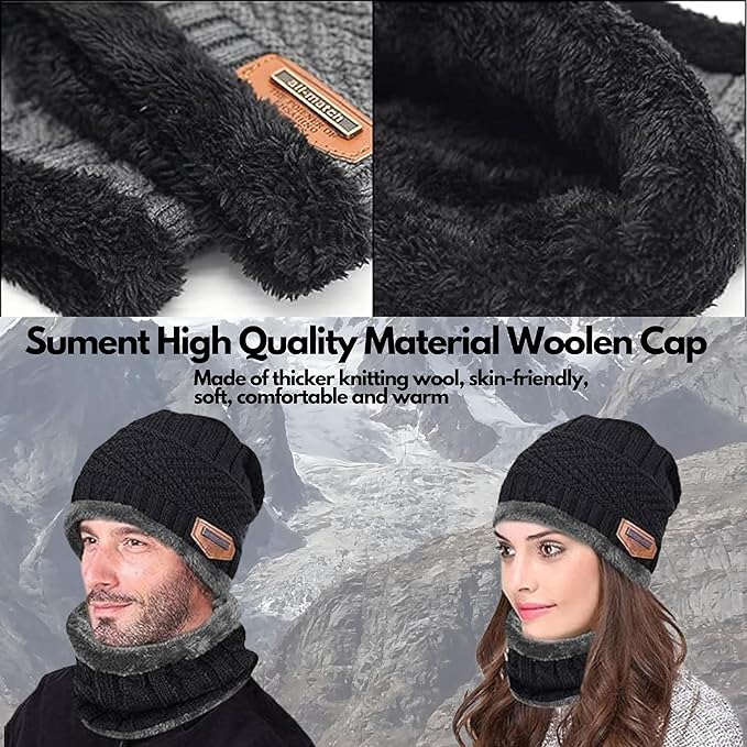 Winter Beanie Hat and Neck Warmer Set for Men & Women - Image 6