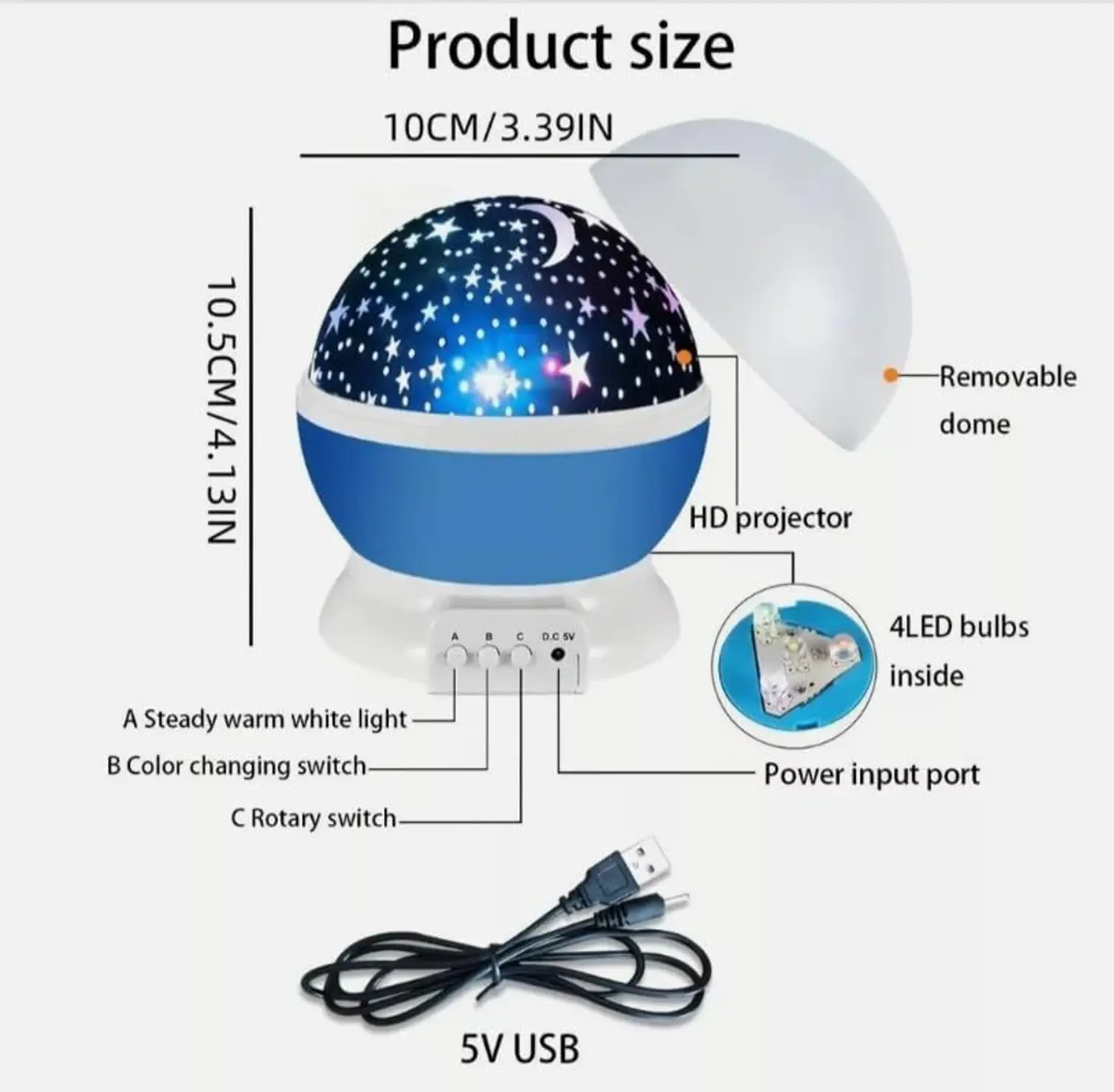 LED Galaxy Moon Lamp Starry Sky Rotating Projection - Image 5