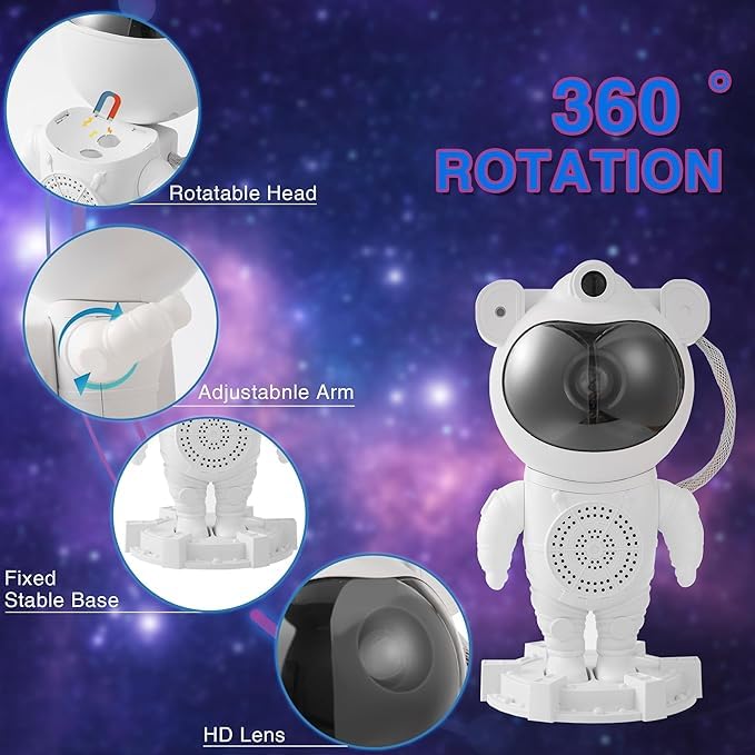 Astronaut Galaxy Star Projector Night Light with Bluetooth Speaker - Image 4