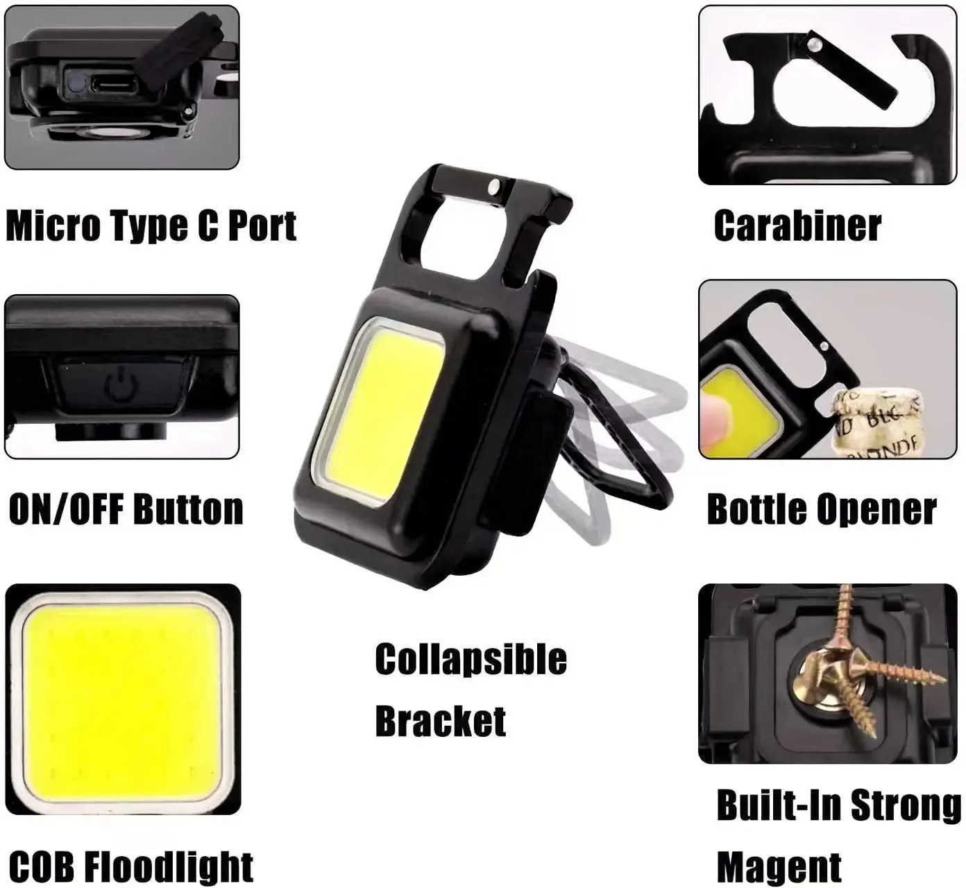 COB LED Rechargeable Keychain Flashlight 800 Lumens - Image 6