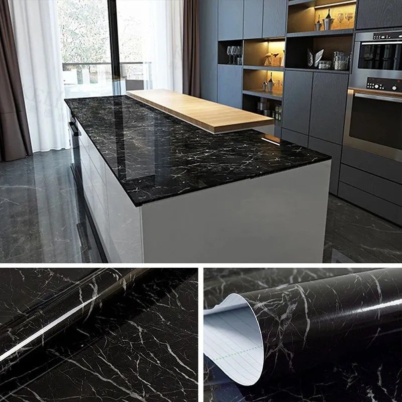Self Adhesive Black Marble Wallpaper Roll - Image 5