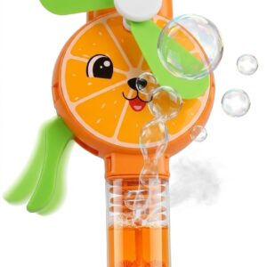 Hand Press Mini Fan with Bubble Blower for Kids
