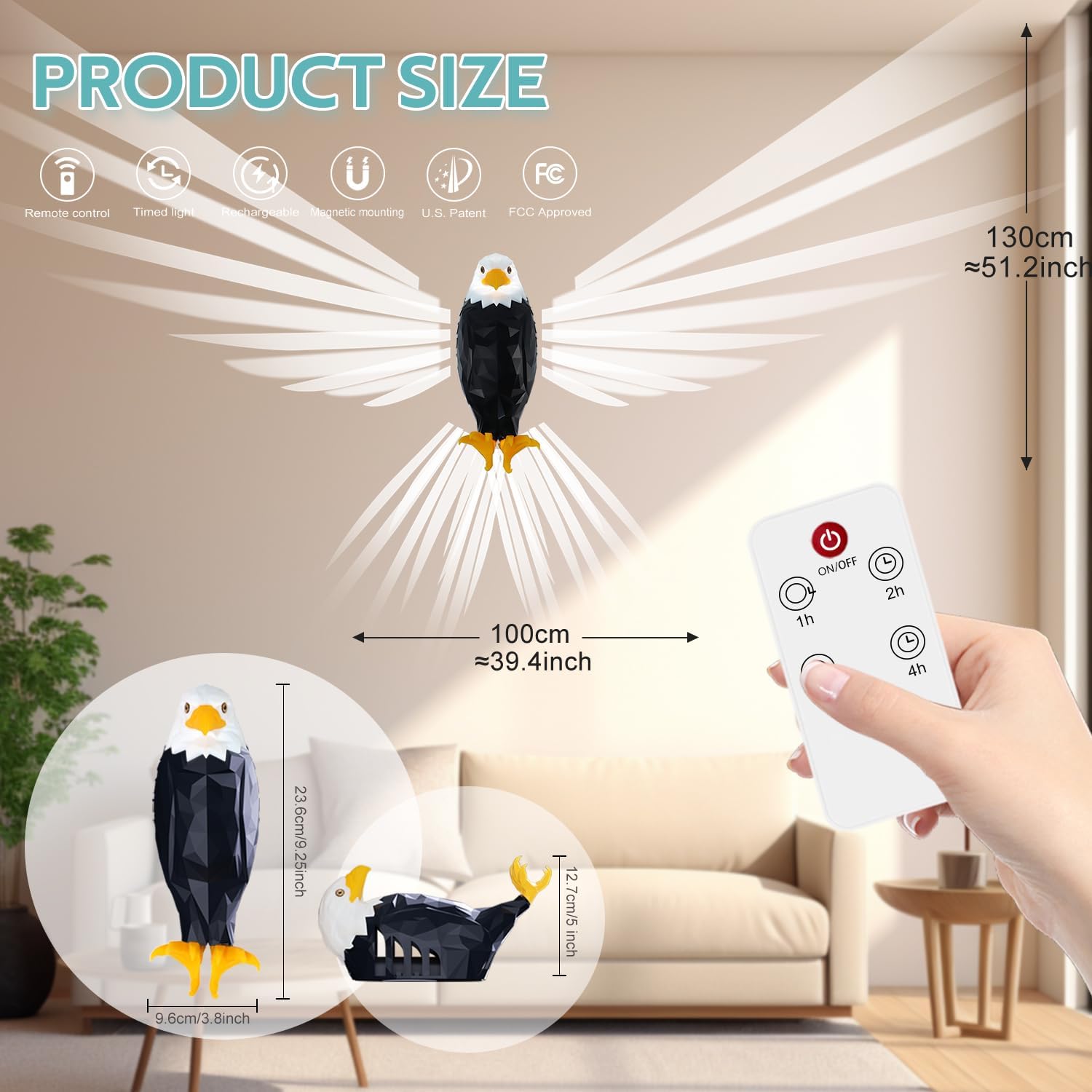 Eagle Shaped LED Wall Light with Remote Control - Image 6