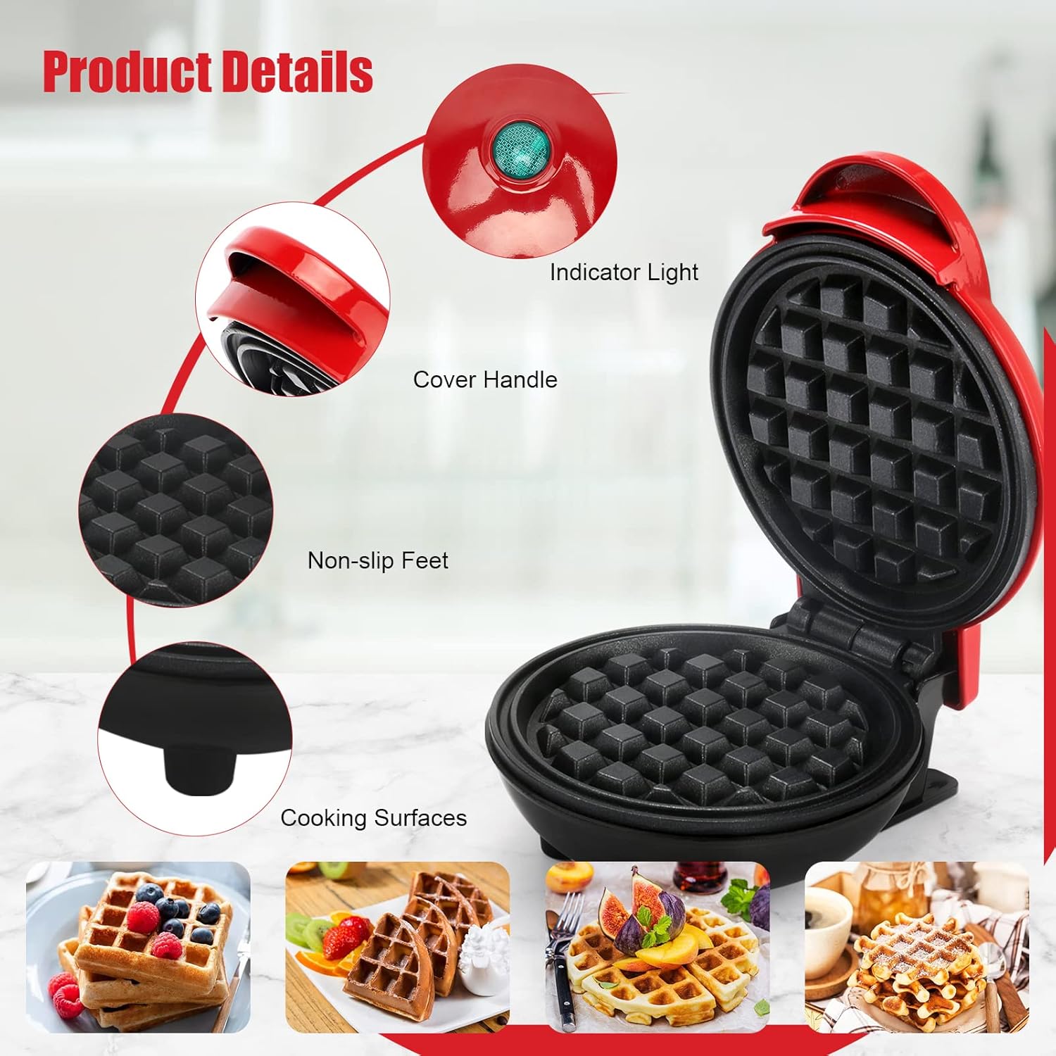 Mini Waffle Maker with Non-Stick Cooking Plates - Image 7