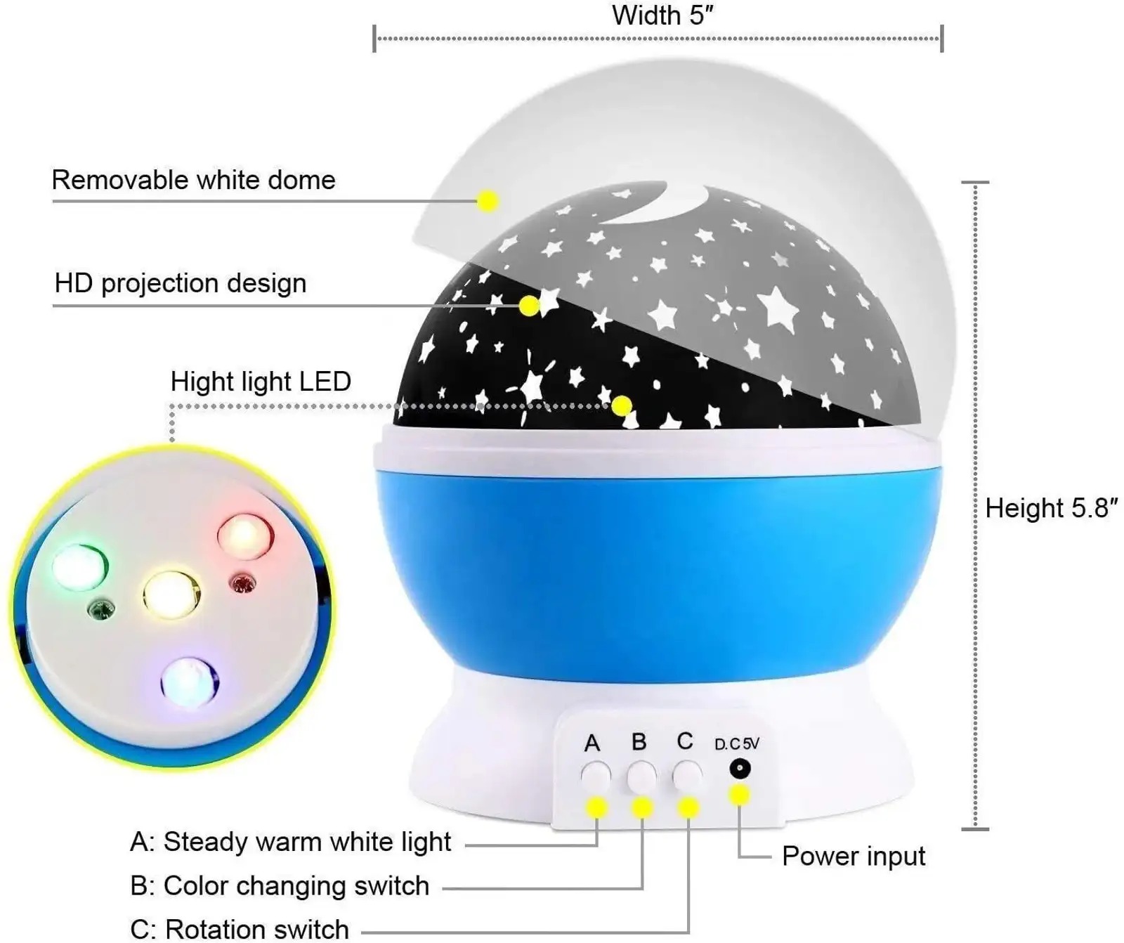 LED Galaxy Moon Lamp Starry Sky Rotating Projection - Image 3