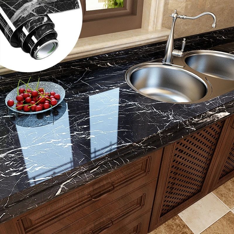Self Adhesive Black Marble Wallpaper Roll - Image 4