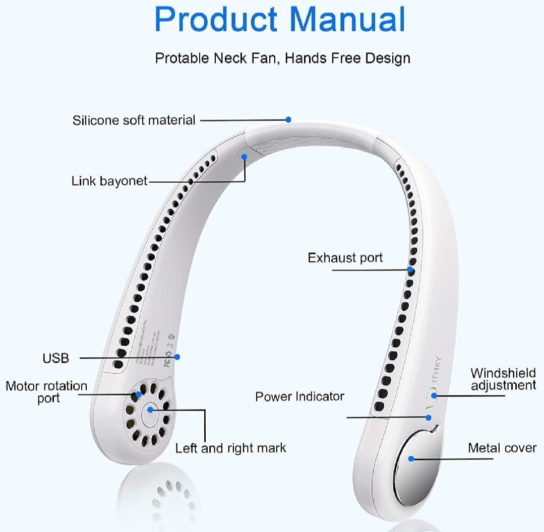 Portable Bladeless Neck Fan, Hands-Free Rechargeable Wearable Personal Fan - Image 4