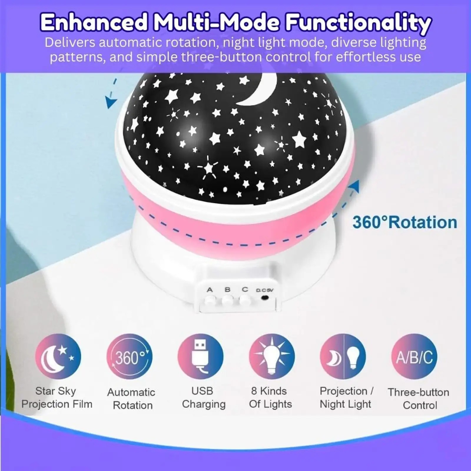 LED Galaxy Moon Lamp Starry Sky Rotating Projection - Image 7