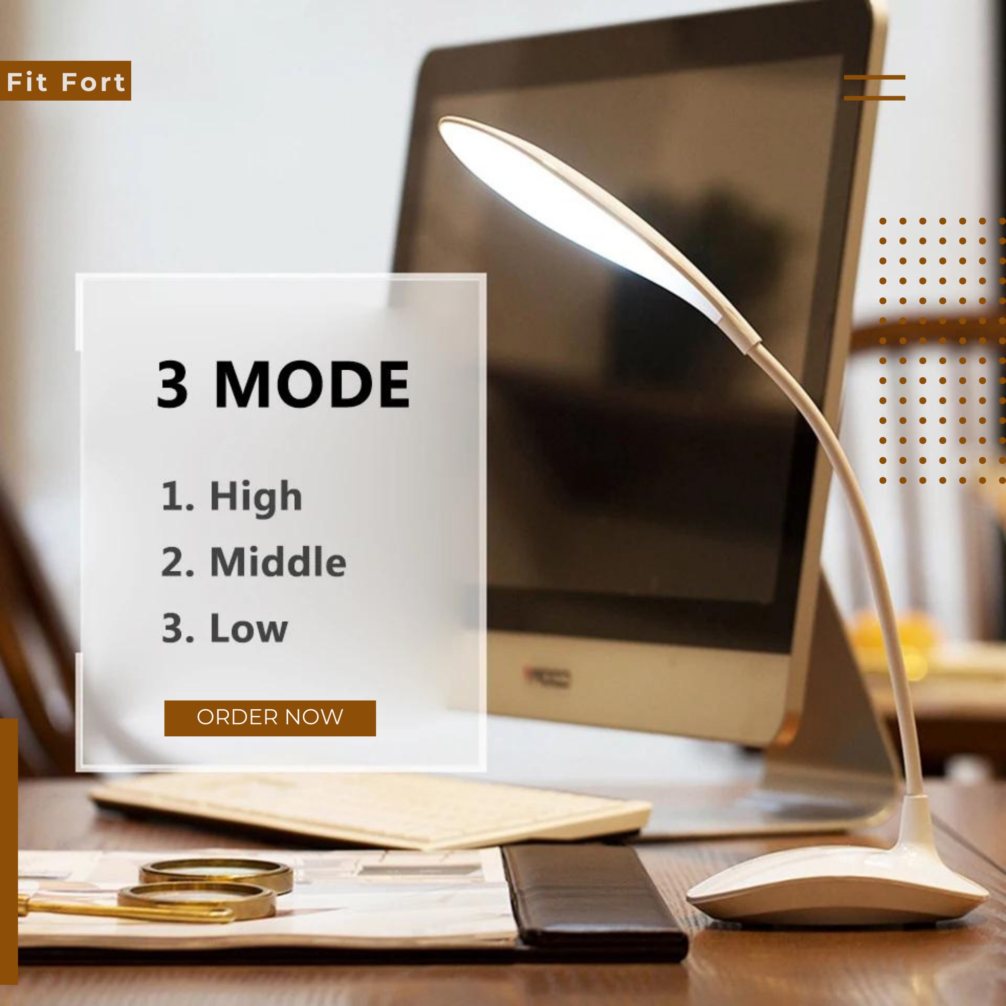 Portable 360° Adjustable LED Desk Lamp with 3 Brightness Levels - Image 6